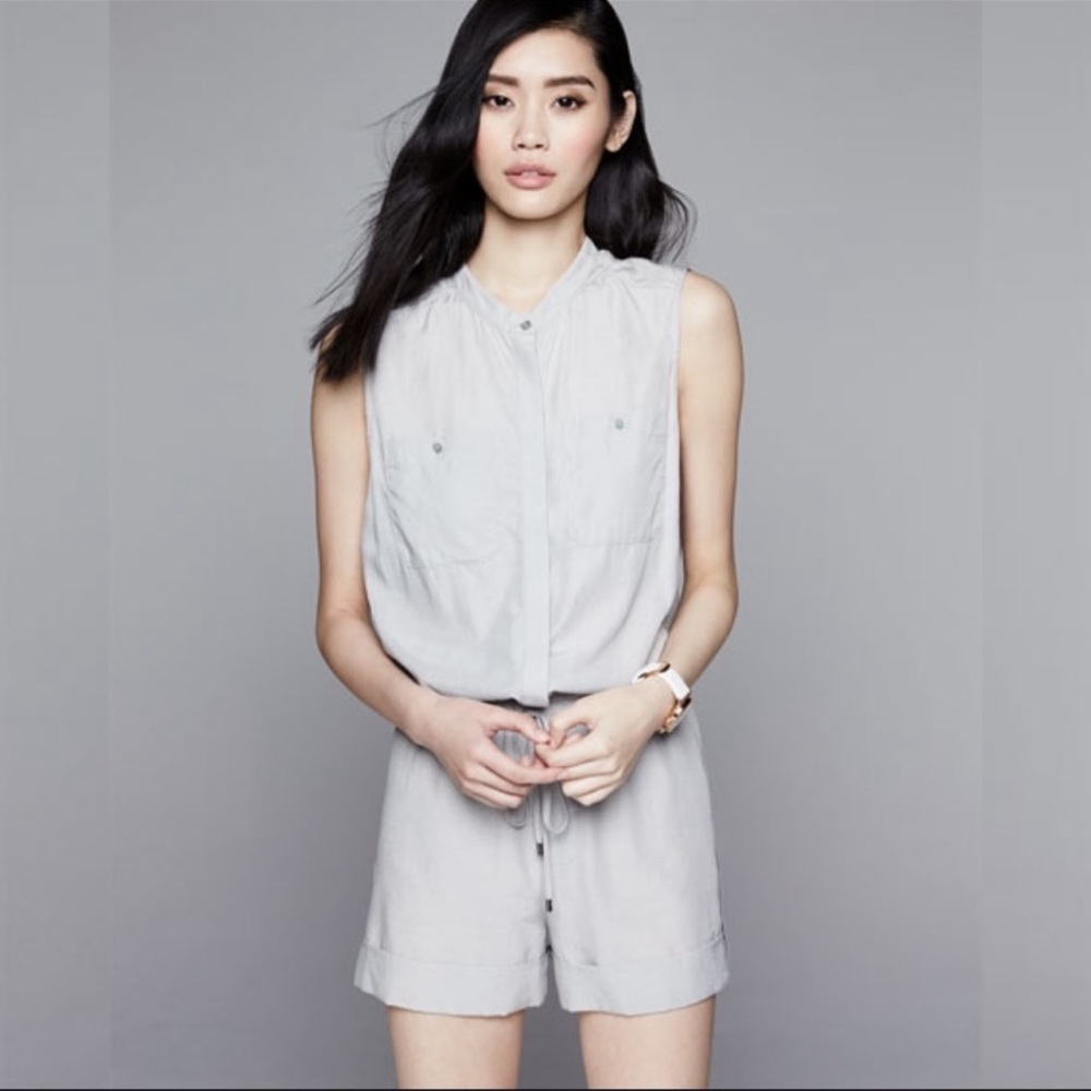 New VINCE Safari Gray Romper Shorts